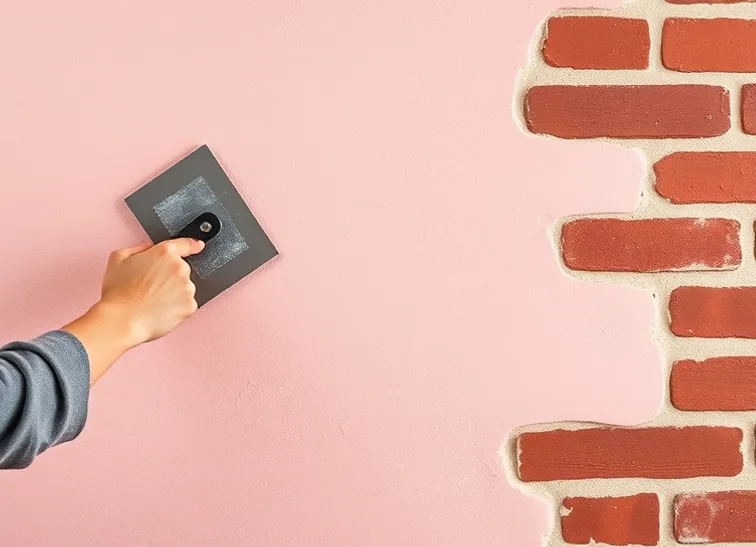 Application d'un enduit décoratif à la lisseuse sur un mur