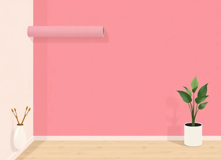 Pose de papier peint, rouleau et brosse à maroufler